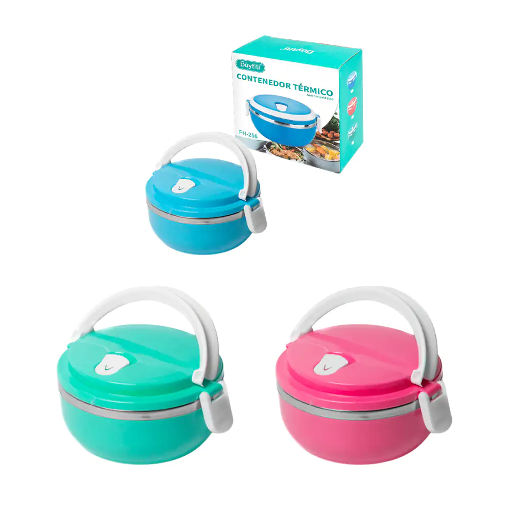 Tupper redondo buytiti con interior de acero inoxidable de 700ml, var…