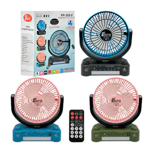 Ventilador recargable con radio fm, rotativo, colgante con panel sola…