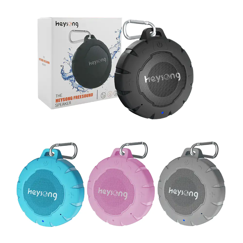 Bocina pequeña portátil circular con sonido 360, resistente al agua +…