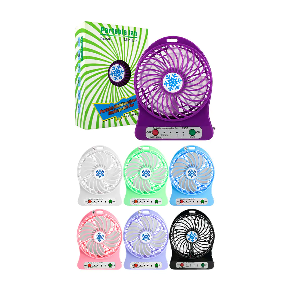 Ventilador redondo recargable portátil de 4 aspas y 3 velocidades, va…