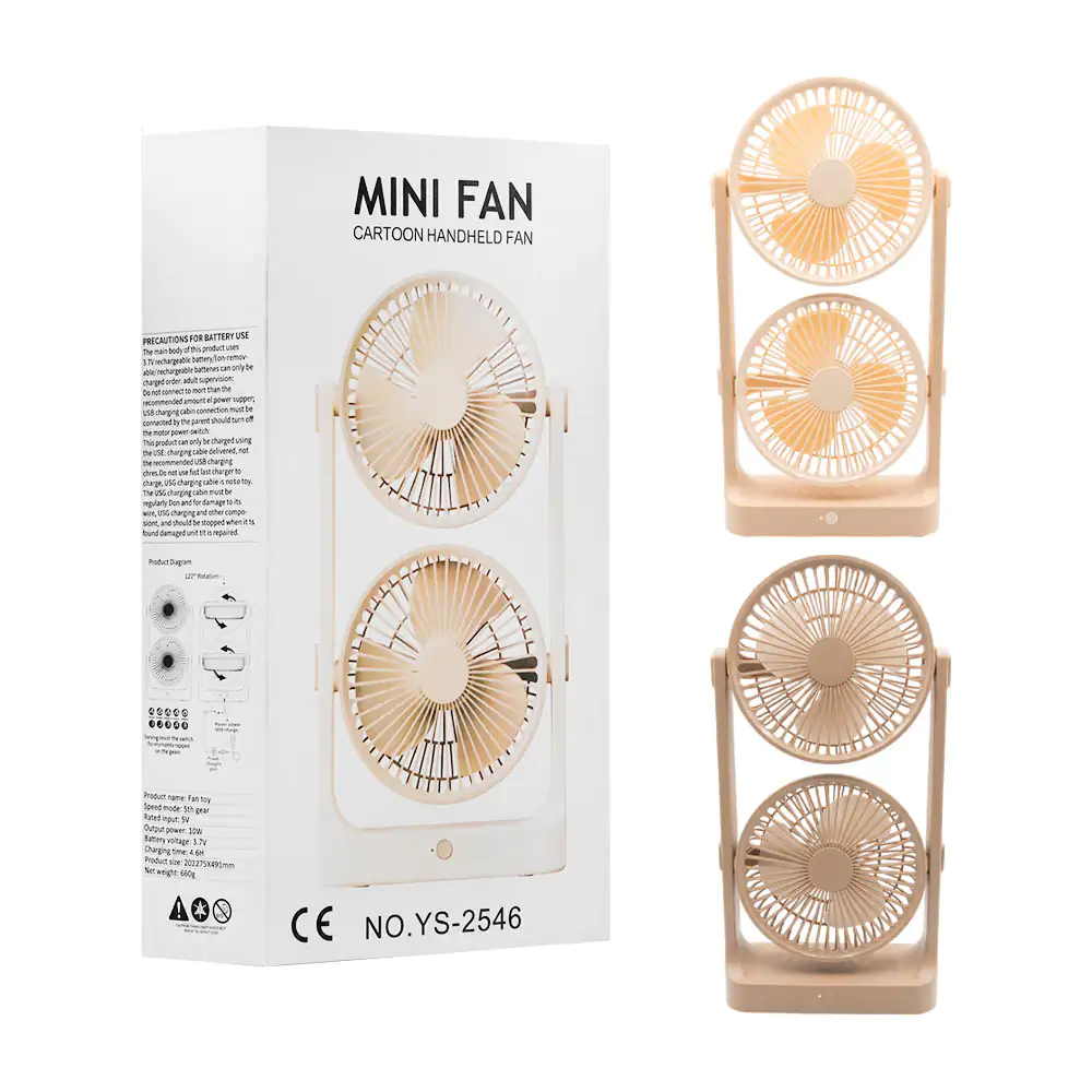 Ventilador mini fan doble de escritorio múltiples niveles de intensid…