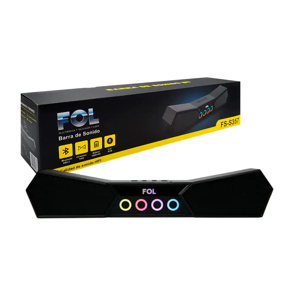 Bocina tipo barra de sonido con diseño gamer, luz rgb y sonido estére…