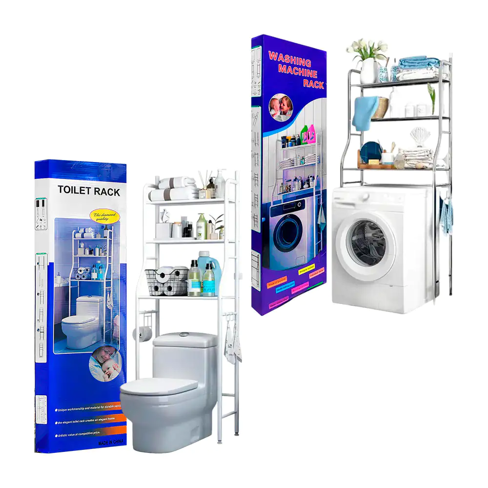 Organizador metálico toilet rack - waching machine rack de tres nivel…