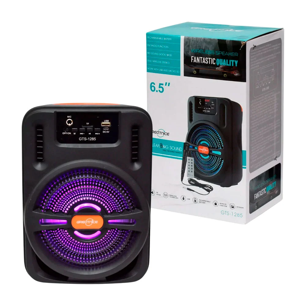 Bocina bluetooth greatnice de 6.5 pulgadas con luz led, micrófono y c…