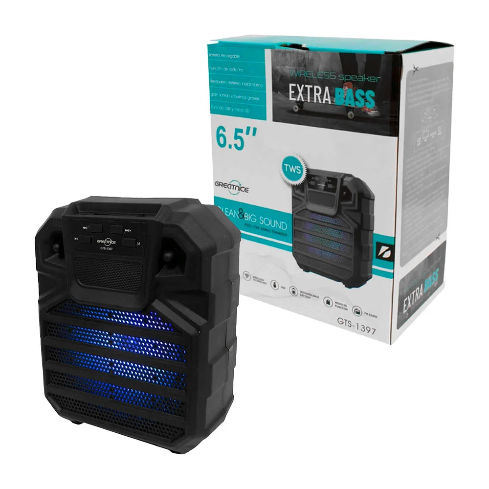 Bocina bluetooth greatnice de 6.5 pulgadas con luz led, radio fm y ra…