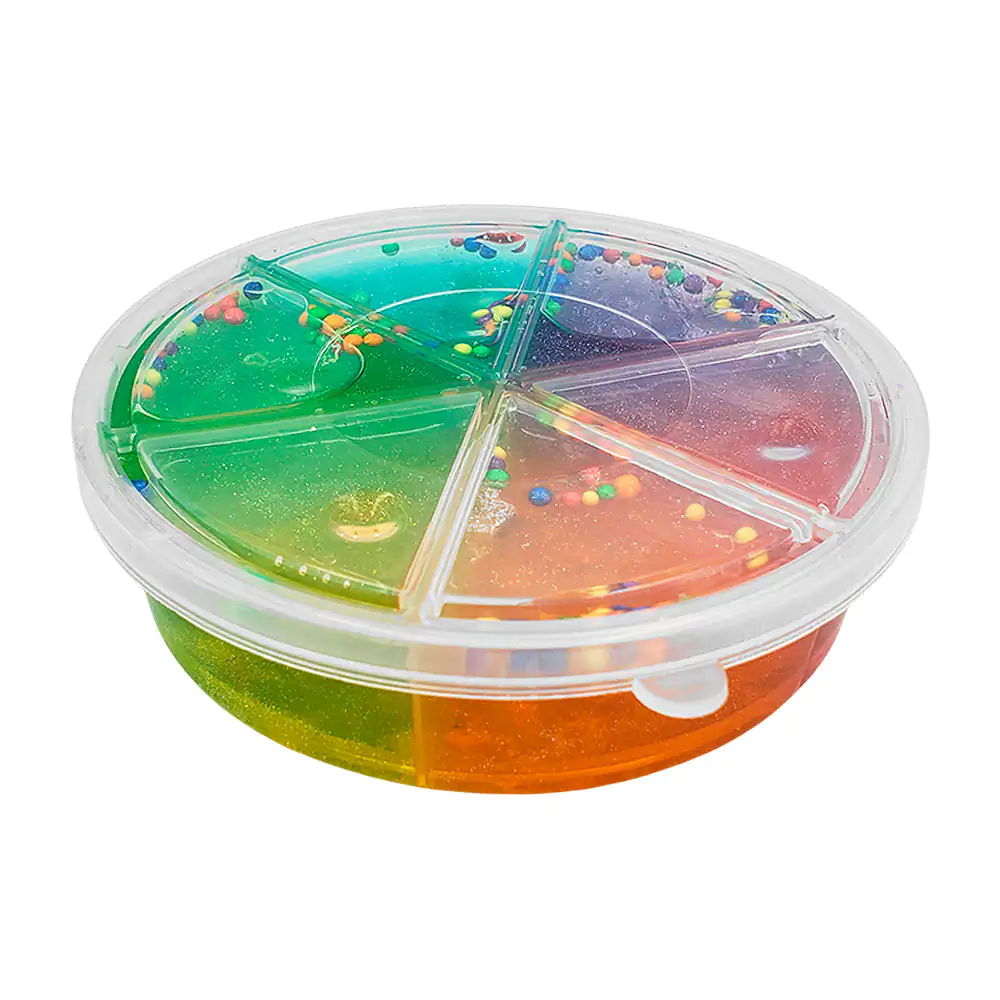 Estuche redondo con 6 tonos de slime + decoración multicolor, varieda…