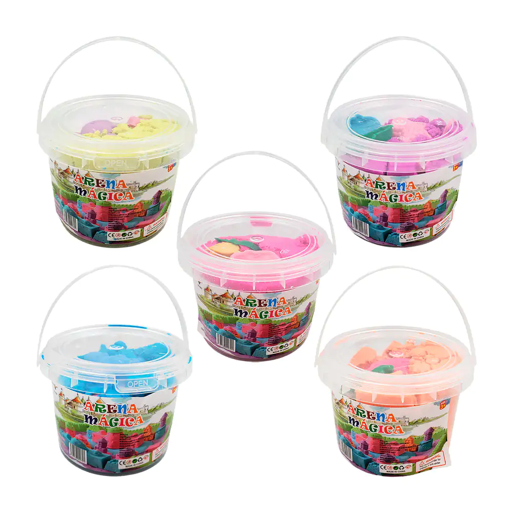 Bote con 300g de arena mágica, textura suave + accesorios, variedad d…