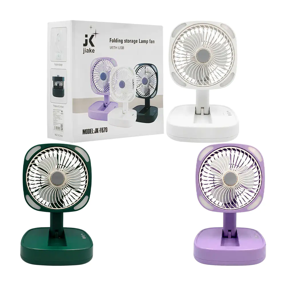 Ventilador plegable jiake con 3 velocidades + luz led, variedad de co…