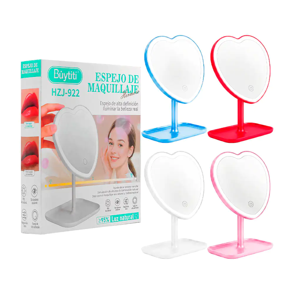 Espejo buytiti con contorno led en forma de corazón, variedad de colo…