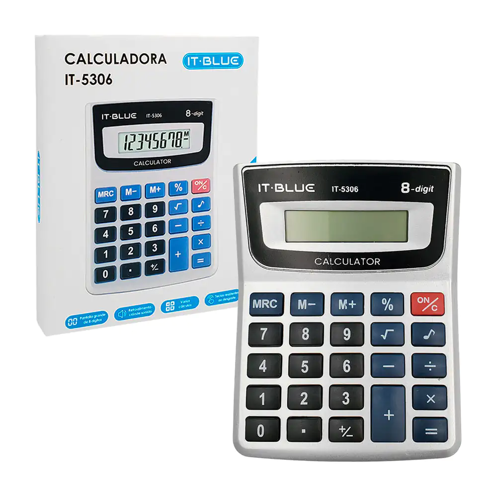 Calculadora electrónica con pantalla digital de 8 dígitos + sonido al…