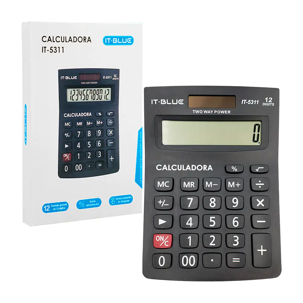Calculadora electrónica con pantalla digital para 12 dígitos, energía…