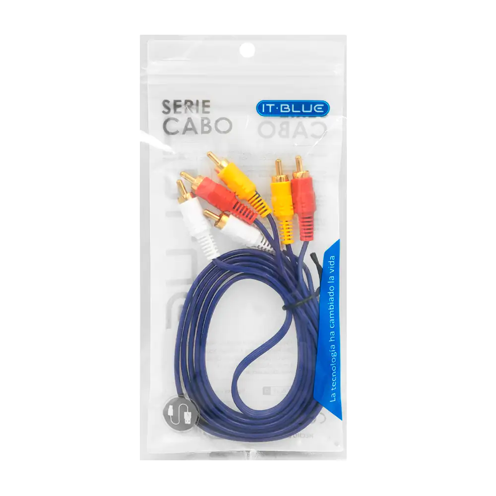 Cable it blue rca con entrada y salida triple para audio y video