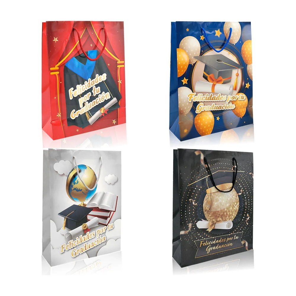 1pz Bolsa de regalo mediana con temática de graduación, 26x32cm, vari…