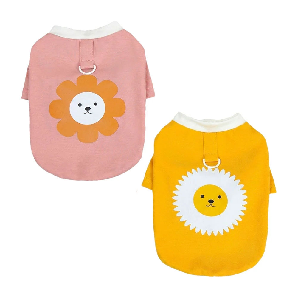Ropa para mascotas de tela lisa con estampado de flor animada, modelo…