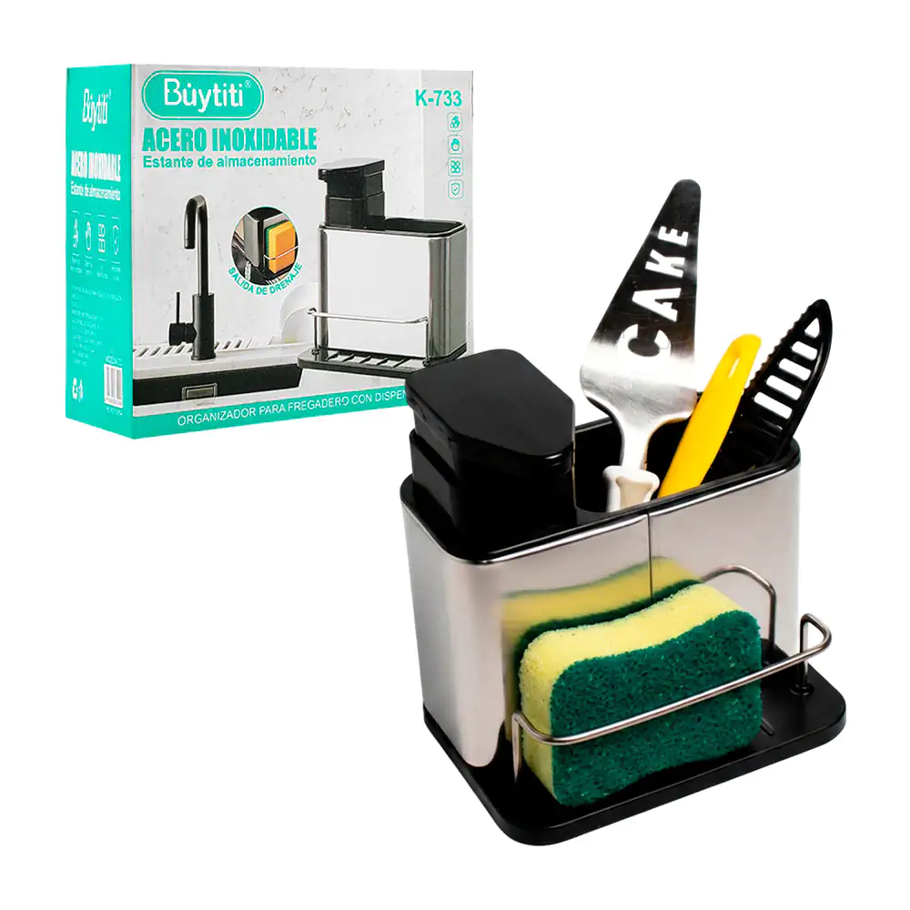 Dispensador de jabón buytiti con almacenamiento para cubiertos