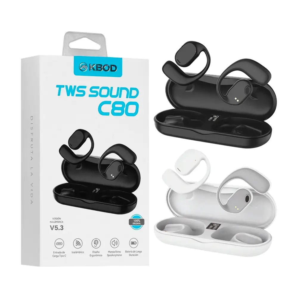 Audífonos inalámbricos bluetooth con diseño ergonómico y estuche de c…