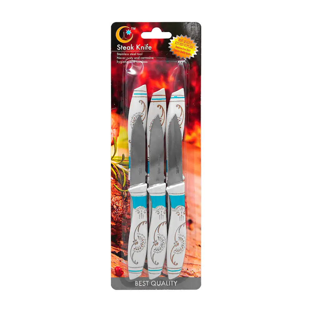 Paquete con 6 cuchillos para cocina de 17cm con diseño vintage