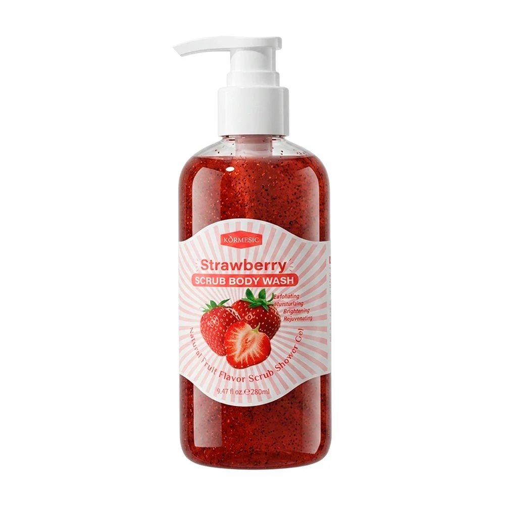 Gel de baño exfoliante kormesic con extracto de fresa, 280ml / strawb…