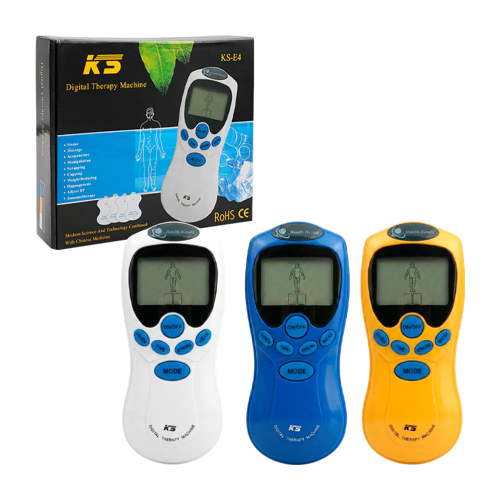 Máquina electro-estimuladora con 4 parches adhesivos para fisioterapi…