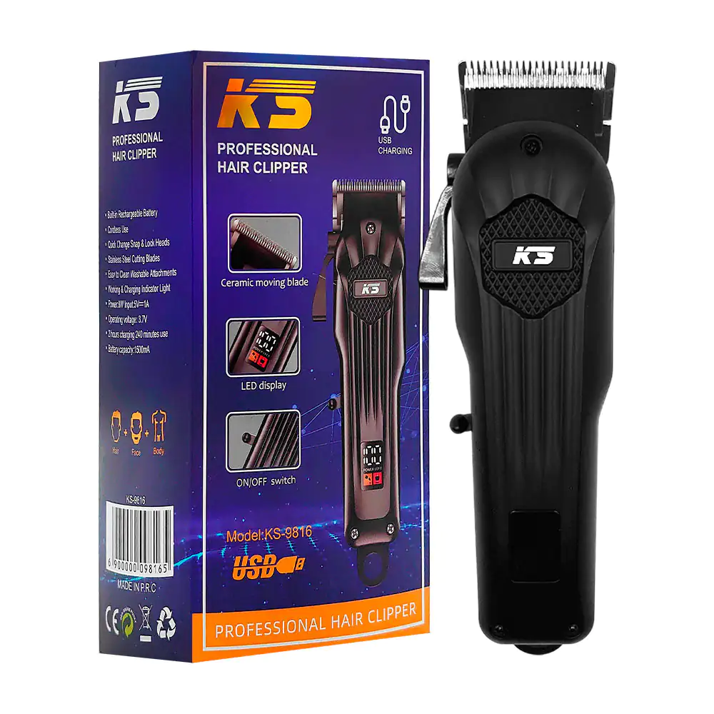 Maquina ks profesional para cortar cabello con indicador de batería y…