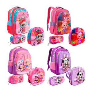 Mochila de 3 compartimentos + lapicera y lonchera con diseño de labub…