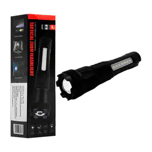 Lámpara / linterna recargable de mano con 3 modos de luz, zoom ajusta…