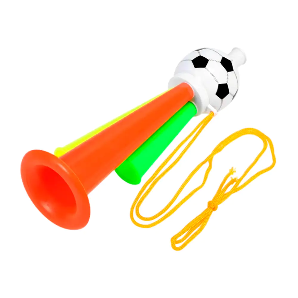 Trompeta / corneta triple con decoración de balón, 21cm + cuerda / lu…