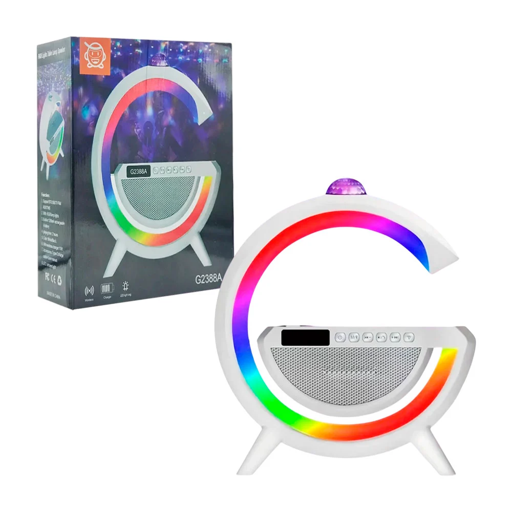 Lámpara bocina rgb en forma de g con cargador inalámbrico para teléfo…