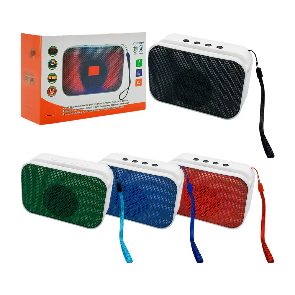 Bocina inalambrica rectangular con soporte para celular, luz rgb + co…