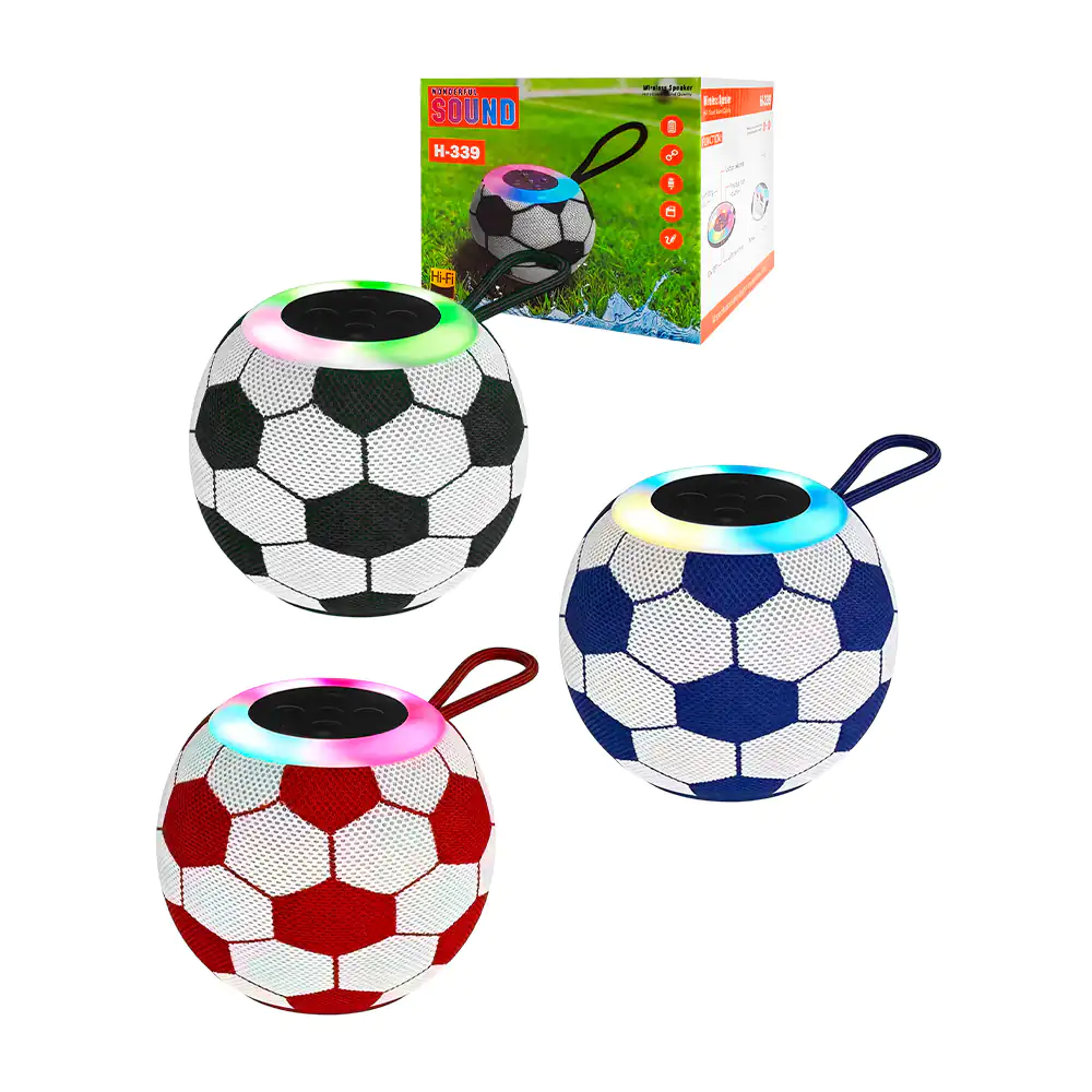 Bocina portátil inalámbrica en forma de balón con luz rgb y correa, v…