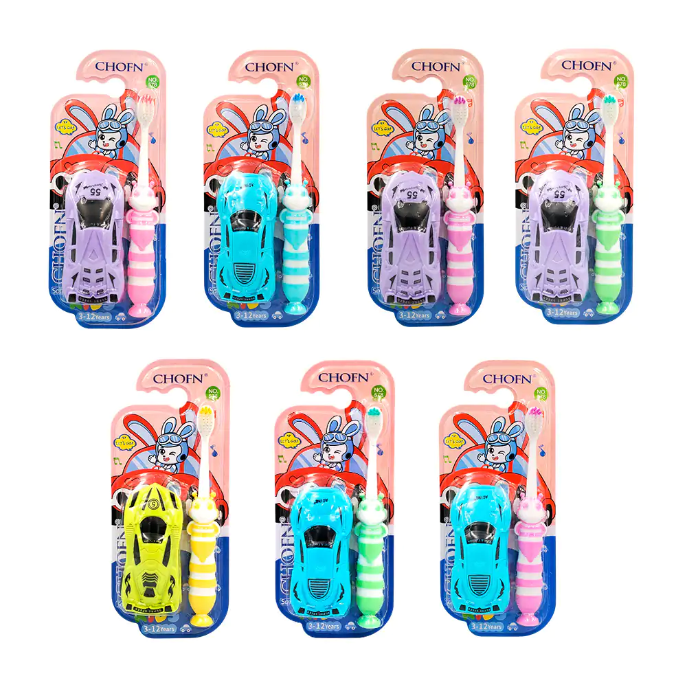 Blister con cepillo infantil + carrito de juguete, variedad de colore…