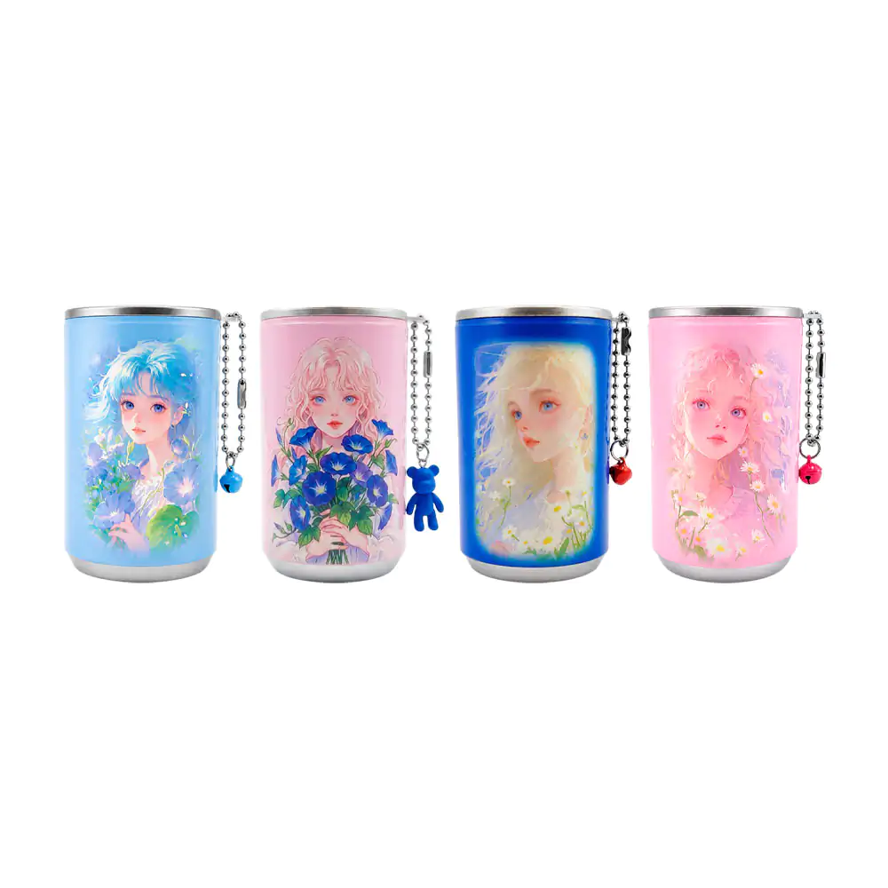 1pz mini lata con 30 toallitas húmedas, estampado de muñeca + cascabe…