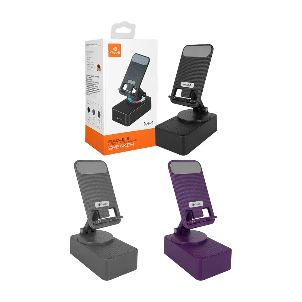 Soporte para celular con bocina bluetooth, ranuras usb y tipo c, vari…