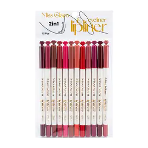 Paquete con 12 lápices de madera 2in1 waterproof para labios y ojos, …