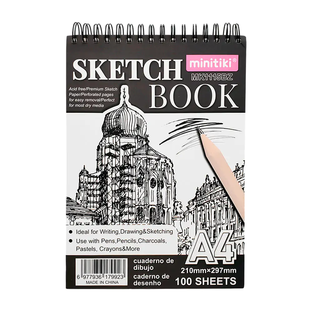 Sketchbook, cuaderno para dibujo con 100 hojas a4, espiral metálico s…