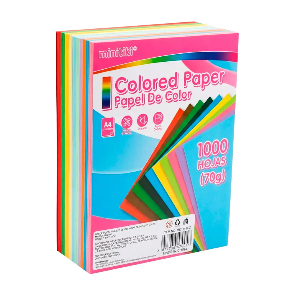 Paquete con 1000 hojas de papel a4 en 10 colores intensos diferentes …