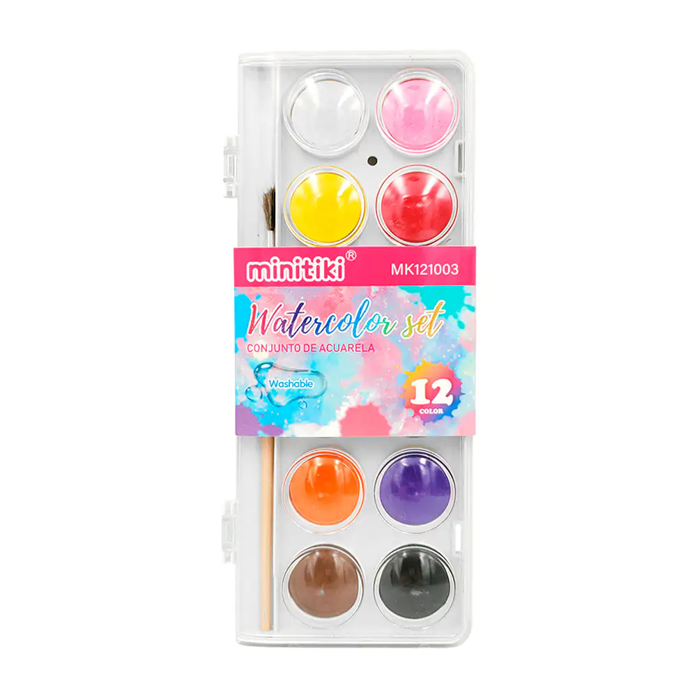 Estuche con 12 colores de acuarelas, tonos lavables + pincel, varieda…