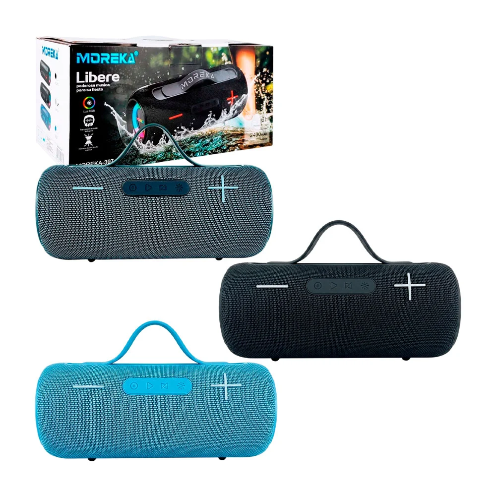 Bocina cilíndrica bluetooth portátil con luces led rgb y agarradera, …