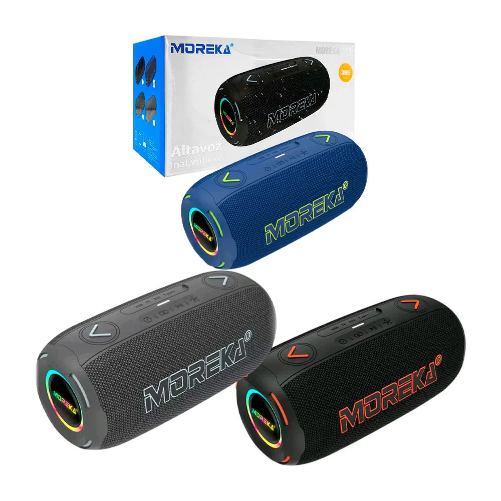 Bocina inalámbrica cilíndrica con detalles en rgb, entrada usb, auxil…