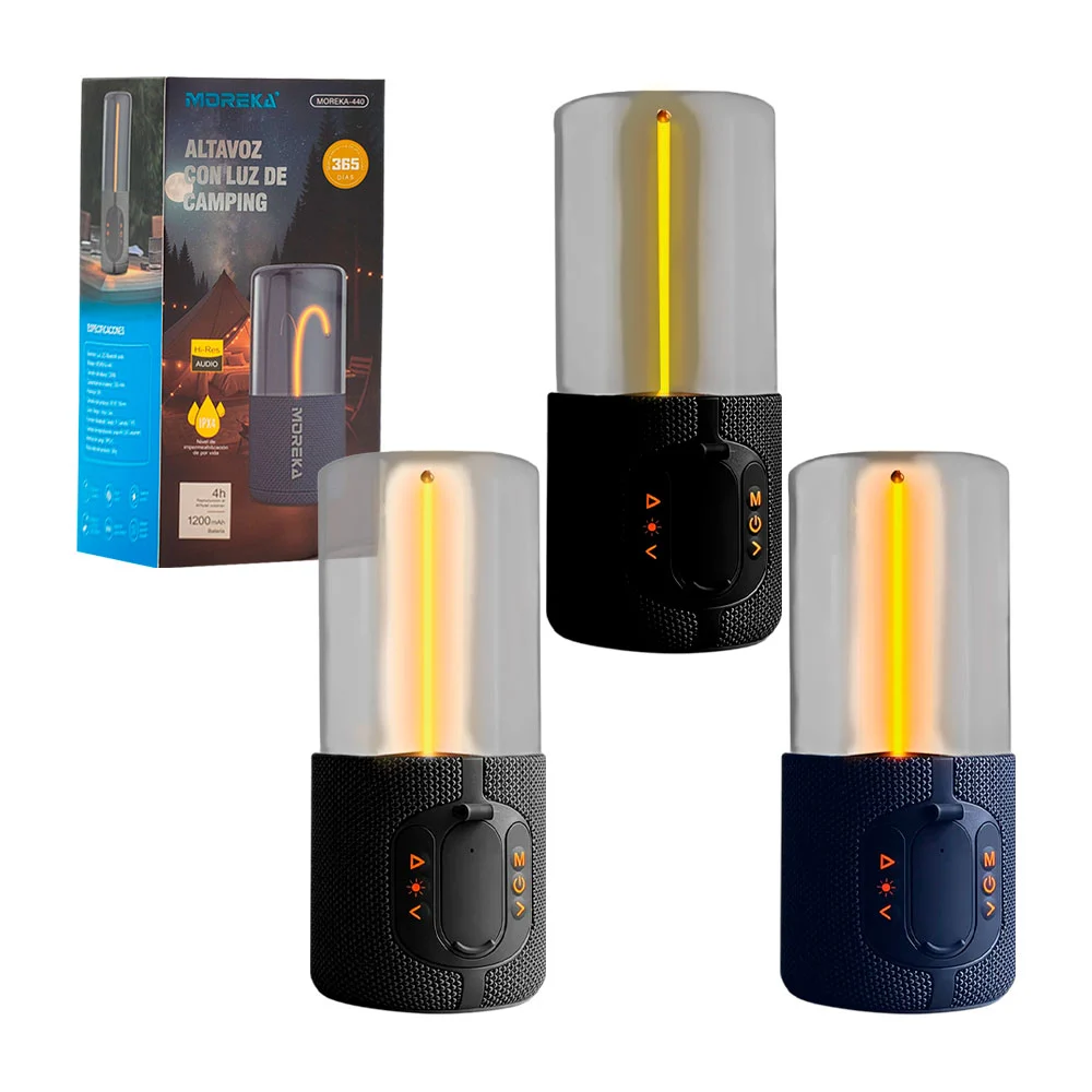 Bocina cilíndrica inalámbrica con luz calida tipo tira led, variedad …