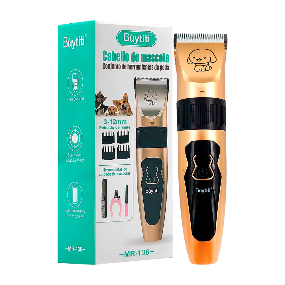 Máquina para cortar el pelo para mascotas con kit de cuidado y 4 pein…