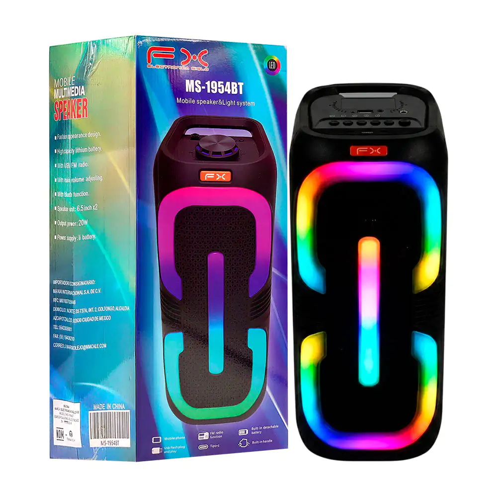 Bocina altavoz bluetooth portátil de 6.5x2 pulgadas, luz rgb, entrada…