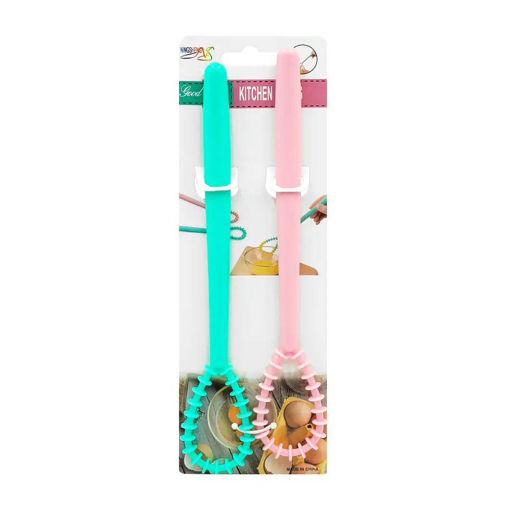 Blíster con 2 batidores de plástico para cocina, variedad de colores