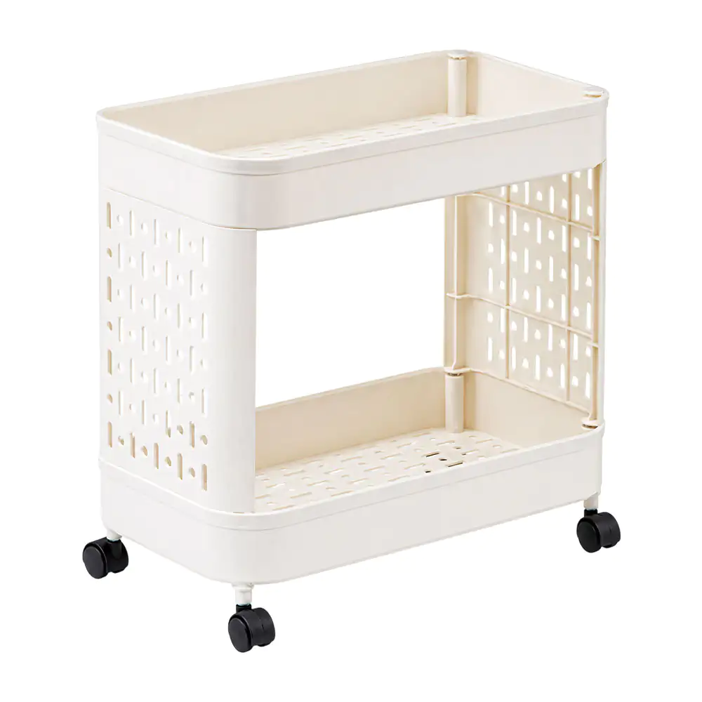 Escurridor móvil para trastes de plástico con 2 niveles, 40x39.5x13cm