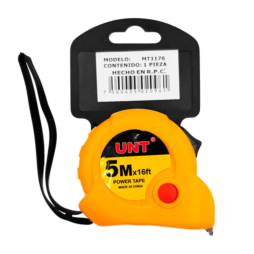 Flexómetro / cinta métrica unt de 5m 16ft con botón de seguridad + asa