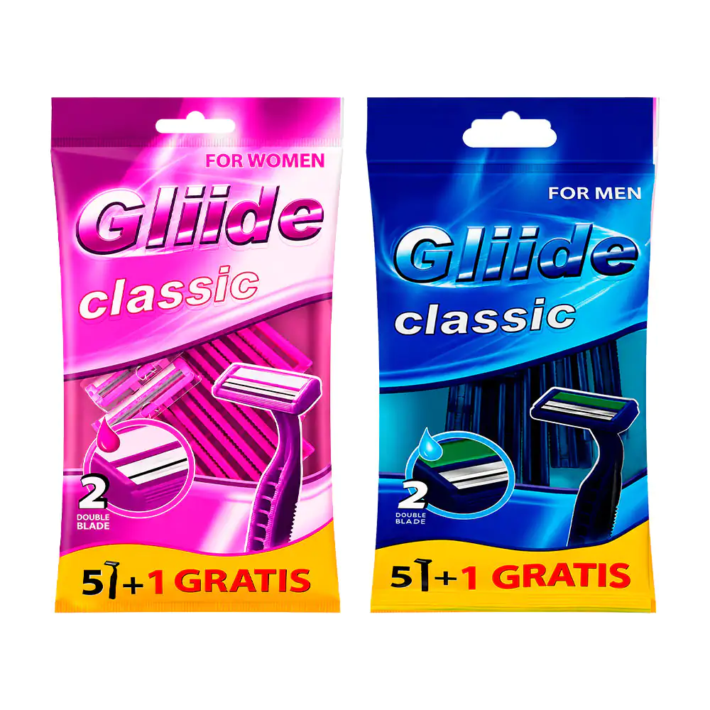 Paquete con 6 rastrillos gliide para mujer y hombre de doble hoja, va…
