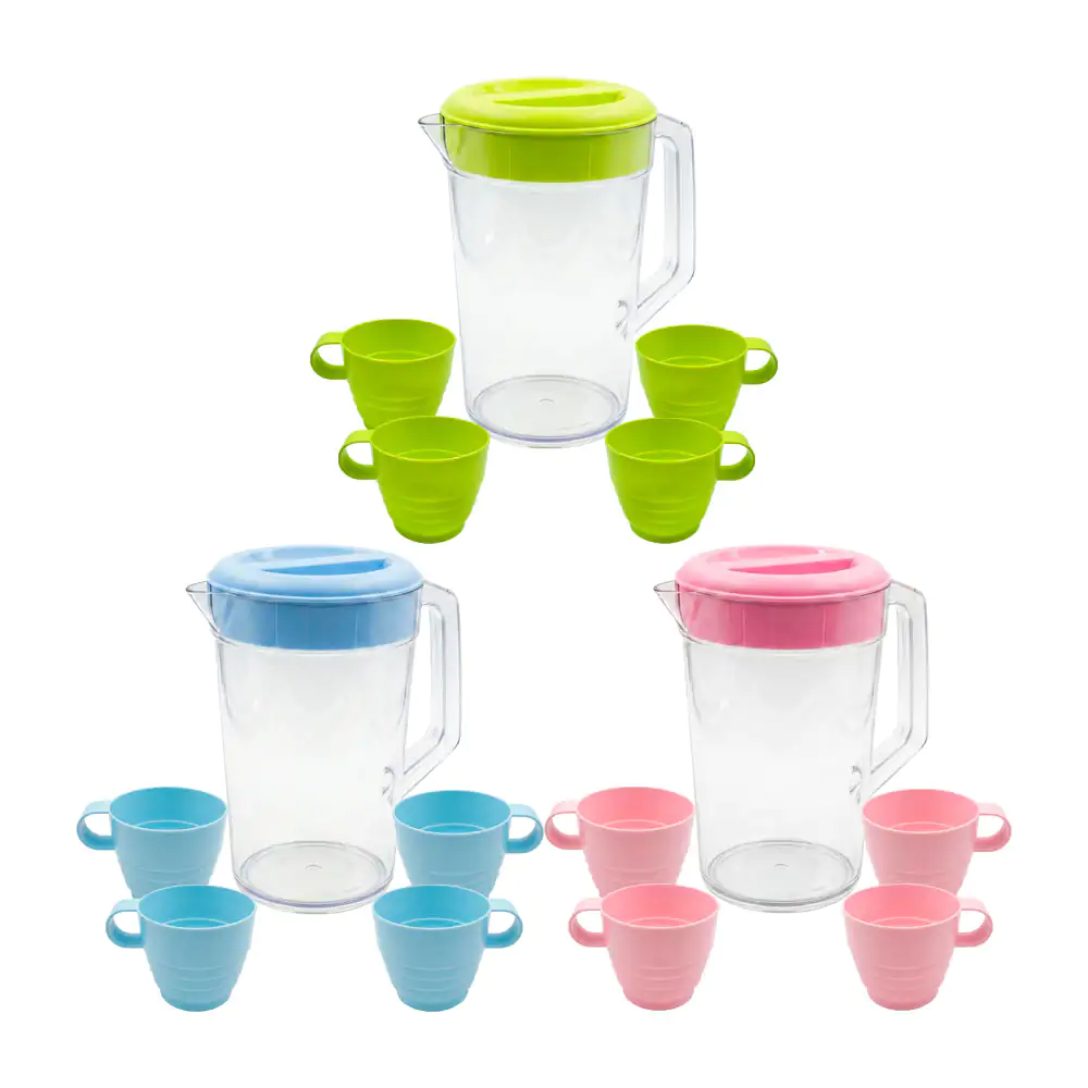Jarra de plástico transparente de 1.5l con 4 tazas, variedad de color…