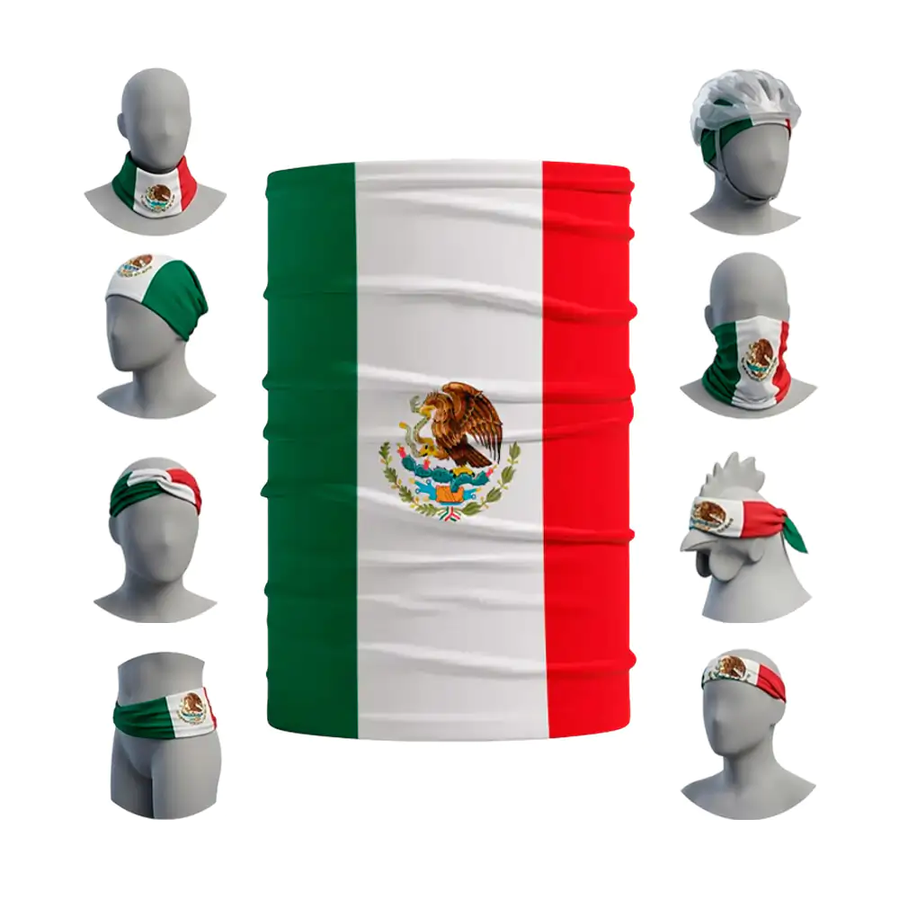 Bufanda tubular tricolor con estampado de la bandera de méxico, multi…