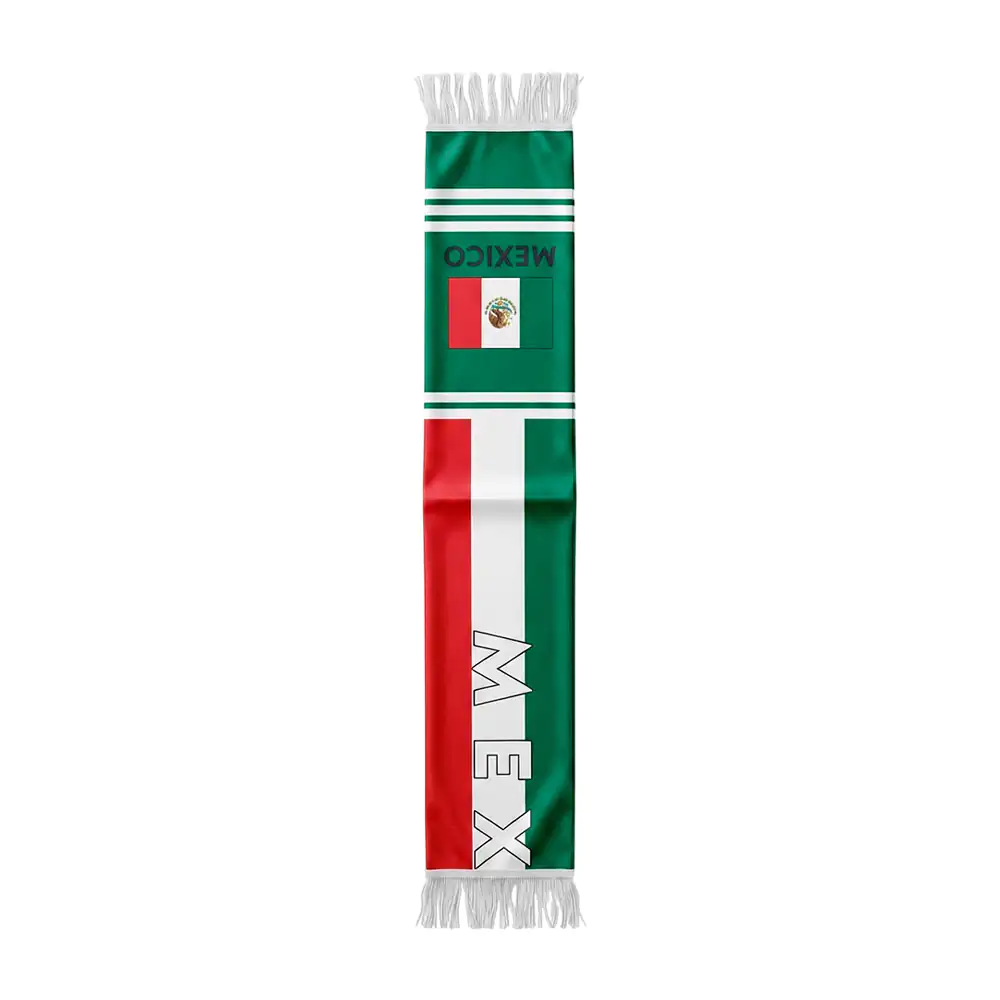 1pza Bufanda de 138cm con diseño tricolor y la bandera de mexico