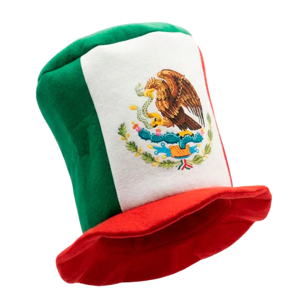 Sombrero de tela con diseño tricolor y estampado de la bandera mexica…